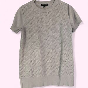 Banana Republic Light Gray Knit Top small